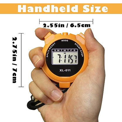 6-Pack Multi-Function Electronic Digital Sport Stopwatch Timer, Large Display with Date Time and Alarm Function, Sports Coaches Fitness Coaches and Referees