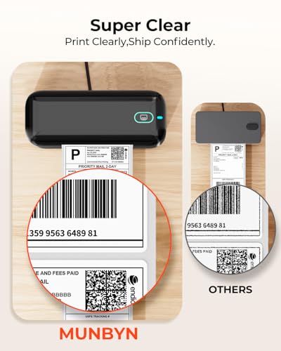 MUNBYN Bluetooth Thermal Label Printer, 4x6 Shipping Label Printer - color: Black