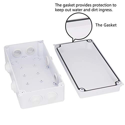 Zulkit Junction Box ABS Plastic Dustproof Waterproof IP65 Universal Electrical Boxes Project Enclosure White 7.9 x 3.9 x 2.8 inch (200 x 100 x 70mm) - size: 7.9" x 3.9" x 2.8"