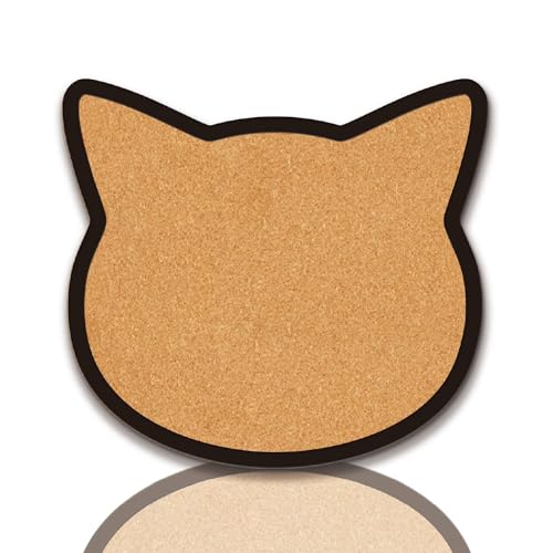 CRASPIRE Cat Pin Cork Board 9.8 X 10.6 Inch Wall Mounted Framed Bulletin Display Boards Wooden Decorative Memory Memo Brooch Lapel Pins Holder Storage for Home Office School Classroom Decoration - style: Cat Head