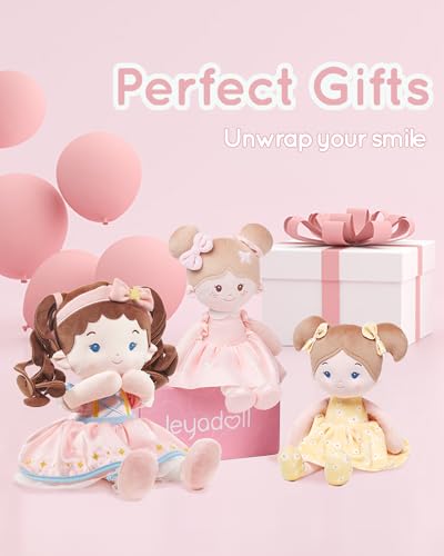 LeyaDoll Soft Plush Baby Doll 16'', First Rag Doll for 1 Year Old Girl Gift - color: Princess Twinkle-pink