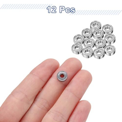 uxcell 12Pcs MR83ZZ Small Bearing, 3mm ID 8mm OD 3mm Width Double Shielded Deep Groove Ball Bearings for Electric Motor Skateboards 3D Printer, (ABEC 5) - size: MR83ZZ
