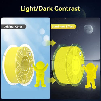 Creality Official Hyper PLA Filament 1.75mm, Glow in The Dark Filament, 3D Luminous PLA Printer Filament, RFID Filament, Best with UV Lamps, Fit Most FDM 3D Printers, 1kg Spool (2.2 lbs) Yellow - color: Luminous Yellow