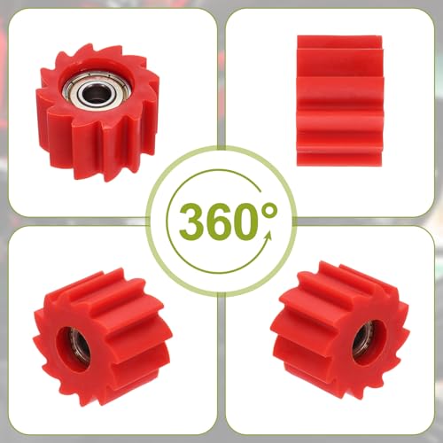 PATIKIL 8mm Serrated Shaped Roller Pulley Tensioner Chain Roller Pulley Red - color: Red