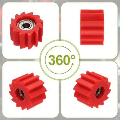 PATIKIL 8mm Serrated Shaped Roller Pulley Tensioner Chain Roller Pulley Red - color: Red