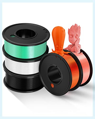 3D Printer Filament PLA 1.75mm 5 Color Bundle Print Filament - color: White+ Black+ Light Green+ Orange+ Pink