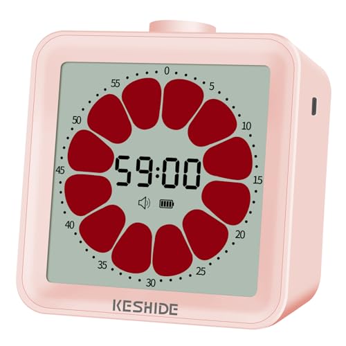 Visual Timer for Kids and Adults,LCD Digital 60-Minute Countdown Timer Silent Classroom Timer, Time Management Tool for Home, School, or Work - color: Pink