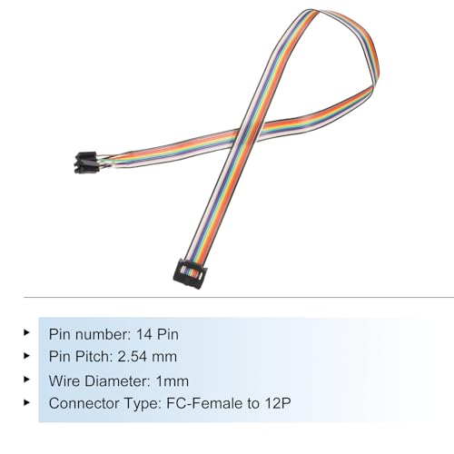 MECCANIXITY 1 Pcs IDC Rainbow Wire Flat Ribbon Cable FC-Female to 12P 19.6 Inch Length 2.54mm Pitch Breadboard Jumper Wires for Electronic Projects - size: 19.6 Inch, style: 12 Pin