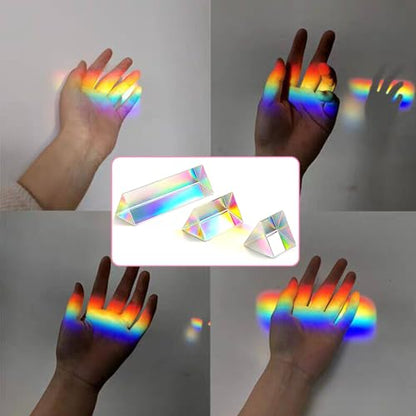 3Pcs Crystal Prisms 2Inch 4Inch 6Inch Optical Glass Triangular Prism for Teaching Photo Photography