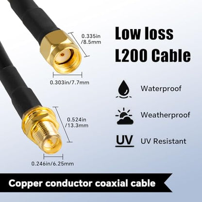 9.84ft RP-SMA WiFi Antenna Extension Cable Upgraded B-MR200 RP-SMA Male to RP-SMA Female Coaxial Cable for WiFi Router, Wireless Network Card -LMR200 Equivalent,Better Than RG58 - color: 9.84ft