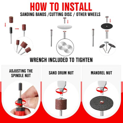 EWORK 71PCS Mini Rotary Tool, 5-Speed Rotary Tool Kit for DIY Enthusiasts - color: Red(71pcs)