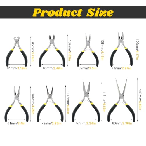 Mini Pliers Set, 8pcs Long Nose Pliers with Comfort Grip Handles for Making Crafts, Electronic Repairing & Jewelry, Multi Purpose Jewelry Making Tools, DIY Nippers Repair Tool Kit