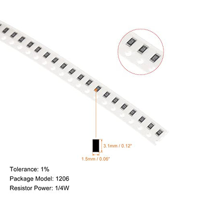 PATIKIL 1206 Surface Mount Device Resistor Kit, 1Set/200Pcs 0.1R-1R Ohm 10 Values 1% Tolerance 1/4W Chip Resistors Assortment Kit for Electronic Product
