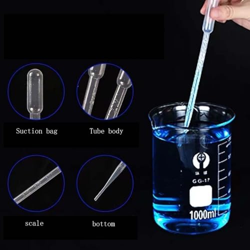 100 Pcs 3ml Plastic Pipettes - Transfer Droppers for Essential Oils, Laboratory Experiments, Cosmetics, and Liquid Dispensing