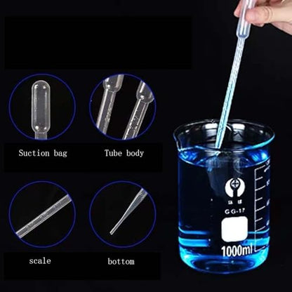 100 Pcs 3ml Plastic Pipettes - Transfer Droppers for Essential Oils, Laboratory Experiments, Cosmetics, and Liquid Dispensing