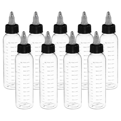 PATIKIL 110ml 4oz,9 Pcs Plastic Squeeze Dispensing Bottle,Transparent,Black - color: Transparent/Black, size: 110ml