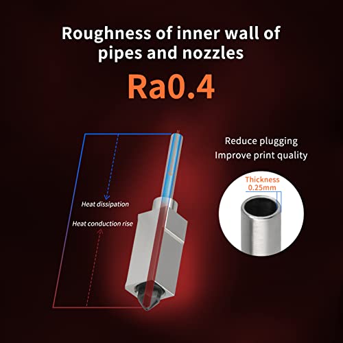 UP to 500C High Temperature Upgraded Hotend with Plated Copper Heater Block Titanium Heatbreak, Extra Hardened Steel Nozzle Compatible with BB X1 Carbon X1-Carbon Combo P1P 3D Printer (Hotend) - style: Hotend