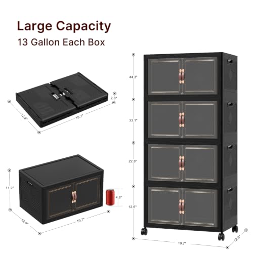 UAMFURI Stackable Storage Bins with Lids, 192QT Lockable Storage Cabinet - color: Black, size: Medium