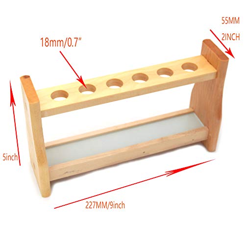 Wood Test Tube Rack Holder Stand for 0.7" (18mm) Holes API 10ml 25ml Test Tubes Lab Tube Racks Pen Holder (10ml 6Slots) - color: 10ml 6Slots