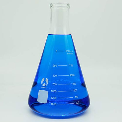 2000ml Narrow Mouth Graduated Erlenmeyer Flasks 1 Pack - size: 2000ml