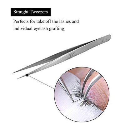 LASHVIEW Lash Tweezer, Vetus Straight Pointed Eyelash Tweezers for Profissional Grafting Eyelash Extension, Stainless Steel Needle Nose Tweezers for Lash Extension Stickers Precision Electronics, ST12 - size: ST12