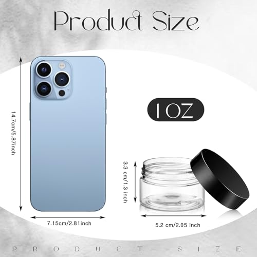 SATINIOR 100 Pcs Plastic Jars with Lids Small Containers Lids Wide Mouth Small Plastic Containers for Lotion Cream Rhinestones Body Butters Travel Storage - color: Clear Black, size: 1 oz