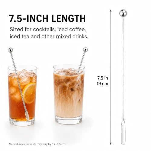 2-Piece Coffee Stirrers, 7.5-Inch Stainless Steel Reusable Drink Stirrers