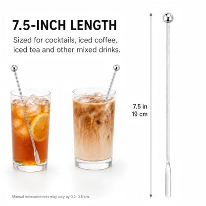 2-Piece Coffee Stirrers, 7.5-Inch Stainless Steel Reusable Drink Stirrers