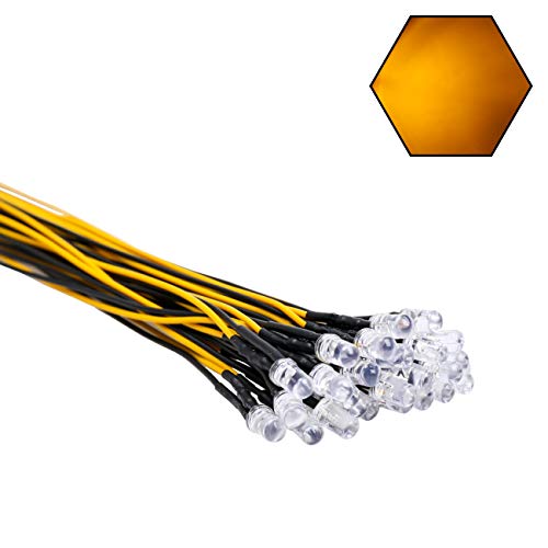 30pcs 12 Volt 5mm Yellow LED Lights Emitting Diodes Pre Wired 7.9 inch DC 12v LED Light Clear Lens Small LED Lamps - color: [06] Yellow / 30 Pcs, style: 5mm Solid Light