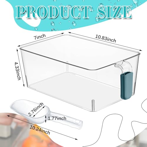 Havawish Clear Ice Bucket for Freezer Scoop Set Freezer Ice Bin Storage - color: Dark Blue, Clear, size: 10.83 x 7 x 4.33 in, style: Standard No Lid