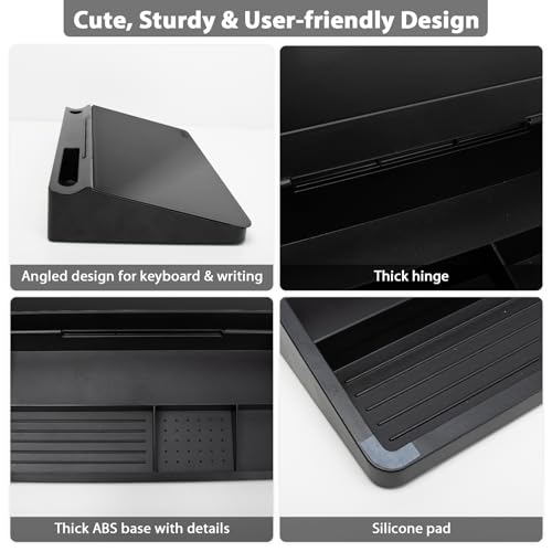 Varhomax Glass Desk Buddy Whiteboard with Storage - color: Black