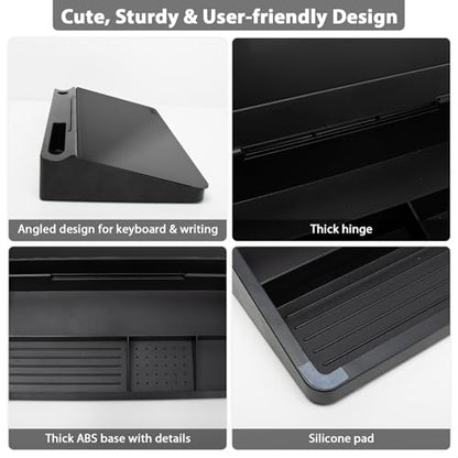 Varhomax Glass Desk Buddy Whiteboard with Storage - color: Black