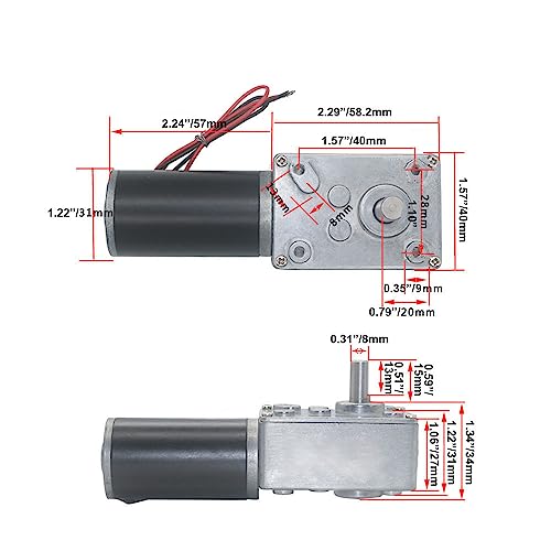 BRINGSMART 12V 80rpm DC Worm Gear Motor Self-Locking Mini Engine Turbine - size: 12V 80rpm