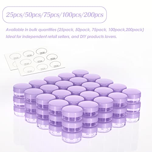 3 Gram Sample Containers with Lids, 50 Count, Purple Lid - color: Purple