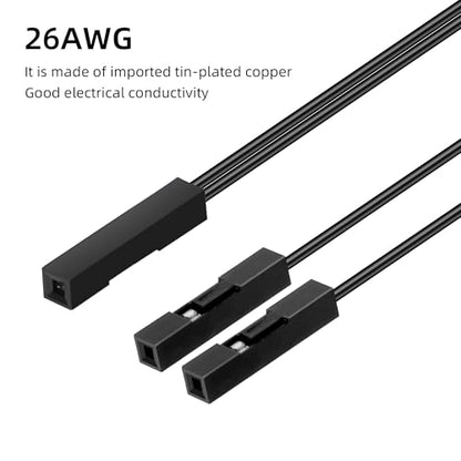 GELRHONR 10Pcs Wire 2 Pins Single Female to Dual Female Jumper for PC Motherboard Power Light-Emitting Diode Computer Case Switch Power Reset Buttons (F to 2 F Black) - color: Female to Dual Female Black