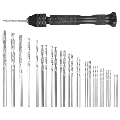 31 PCS Micro Drill Bit Set, Metric Mini Carburetor Jet Drill Bits (0.5-3mm), Pin Vise Hand Drills Manual Set Small Jeweler's Chuck Vice Twist Bits for Jewelry Making Beads DIY Craft Wood Resin