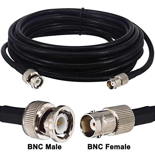 16.4ft RG58 BNC Male to Female Cable, Low Loss 50 Ohm, HD Video Coax Jumper for CB Radio, VHF UHF Ham Radio, CCTV, SDI Lead - size: 16.4Ft