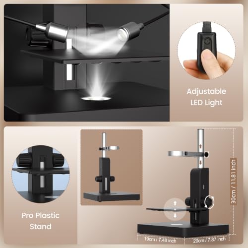 JL246PS 3 Lens 4000X HDMI Digital Microscope with 7'' IPS Screen