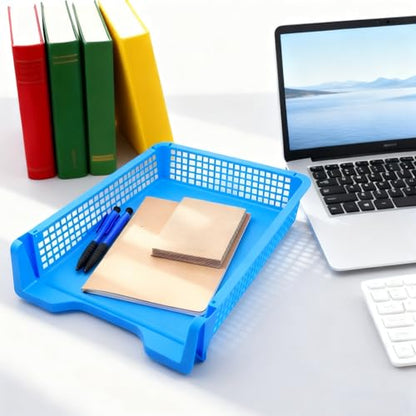 6 PCS Colorful Plastic Trays Rainbow Classroom Turn in Trays Stackable Paper Tray for Teachers Office Files Document Storage Playroom Organization Basket Classroom Library