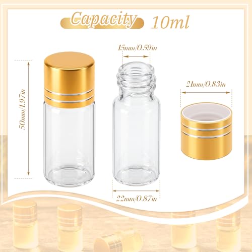 Didaey 50 Pcs 10ml Mini Glass Bottles with Screw Caps, Gold - color: Gold, size: 10ml