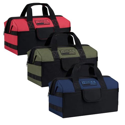 HISEA 3 Pack Heavy Duty Tool Bag, 16-Inch Waterproof Tools Organizer Tote - color: Red, Navy, Green, size: 16 Inch