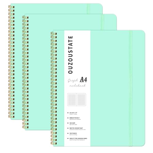Hardcover Spiral A4 Graph Green Notebook for Work 8.5" x 11" - color: mint, style: Graph