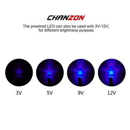 CHANZON 20 pcs Pre-Wired 5mm Purple LED Diode Lights (DC 12V) - color: H) Purple (20pcs)