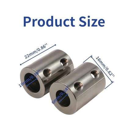 8mm to 10mm Stainless Steel Shaft Coupler, 2Pcs - size: 8-10mm