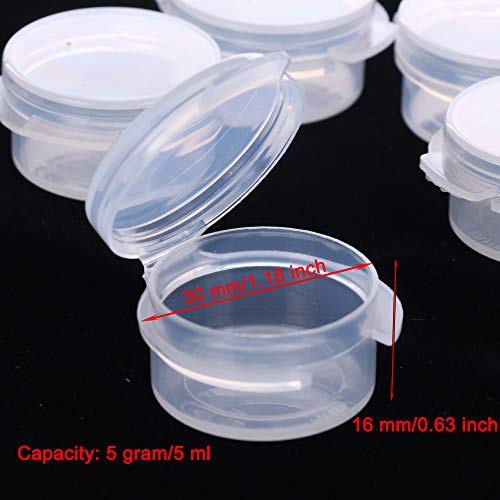 EORTA 50 Pcs Plastic Cosmetic Jar 5g Empty Clear Case with Snap Lids Portable Mini Storage Box Makeup Jar Sample Bottle Sealing Pot Cosmetic Containers for Sampling, Traveling, Mixing - size: 5 grams, style: 50 Pieces