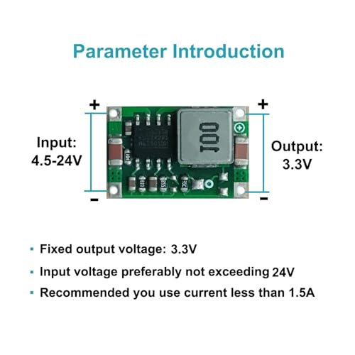 3.3V Buck Converter Module 10 Packs DC 4.75-23V 5V to 3.3V Step-Down Regulator Board 1.8A Output for Arduino, ESP32, DIY Electronics - style: 10PCS-3.3V-Green