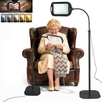 10X 30X Extra Large Floor Magnifying Glass with Light and Adjustable Stand