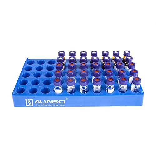 ALWSCI 1-Pack 12mm Vial Rack, 50-Well Stackable Holder for 2mL Vials - size: 2ml vial rack