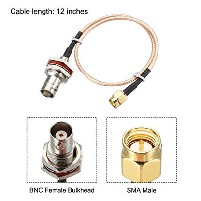 uxcell SMA Male to BNC Female Bulkhead RF Coaxial Cable RG316 Coax Cable 12 Inches 2pcs for Ham Radio,Audio to Antennas,Wireless LAN Devices