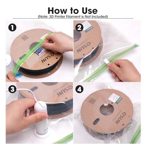 eSUN 3D Printing Filament Vacuum Storage Bag, Spool Storage Sealing Bags Dust Proof Humidity Resistant for Keeping Filament Dry, 5 Vaccum Bags Only - color: 5 Vaccum Bags Only